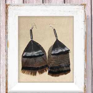 Wild Turkey & Bone Bead Earrings